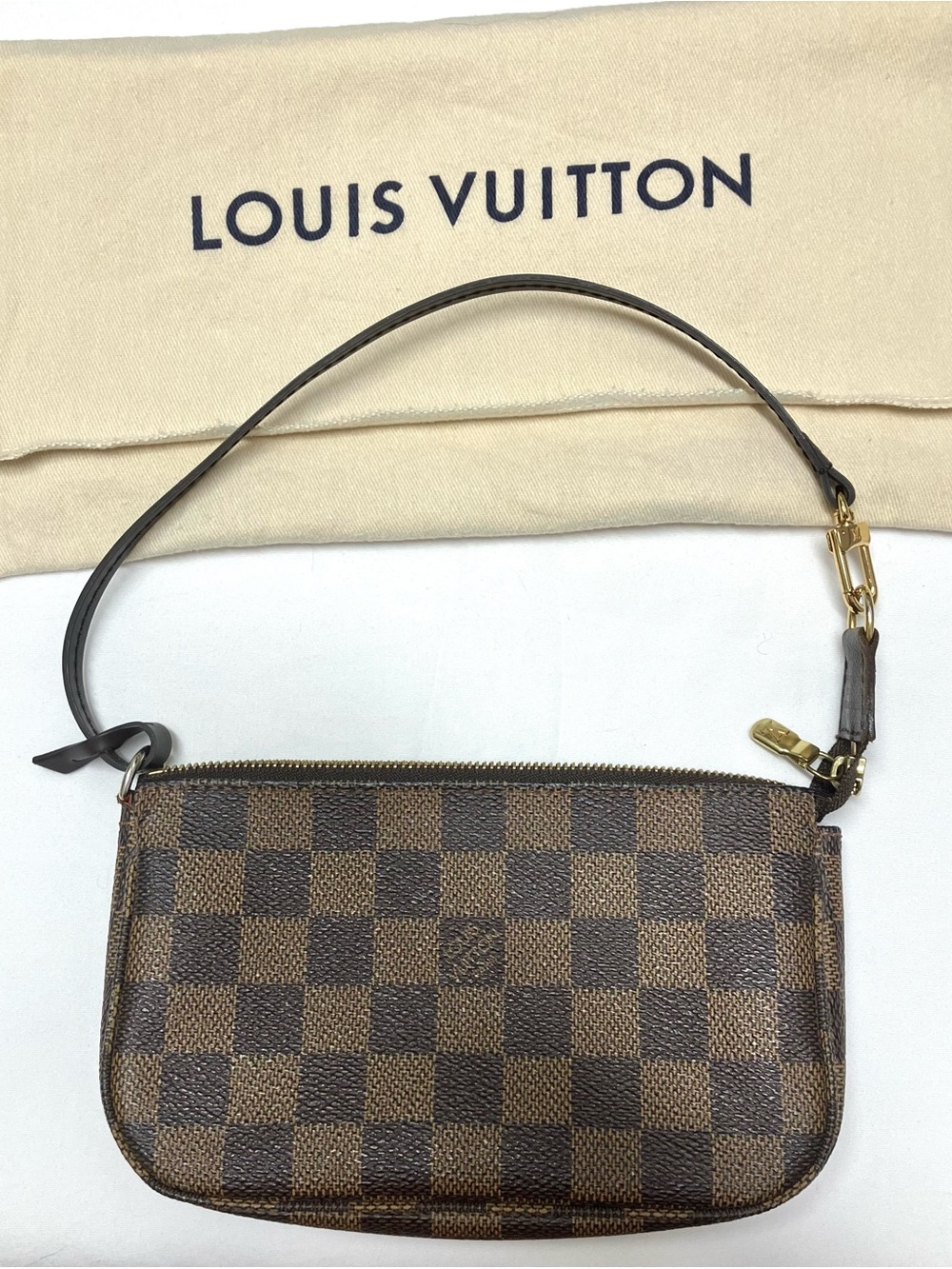 Louis Vuitton Damier Ebene Mini Pochette in Brown with dust bag
